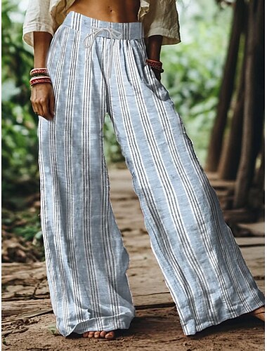  Damen Weites Bein Chinos Baggy-Hosen Urlaub Vintage Mode Volle Länge Hohe Taille Blumen Grafik Drucken Atmungsaktiv Weich Mikroelastisch Formell Urlaub Straße Rosa Blau Grün Sommer Frühling Lässiger