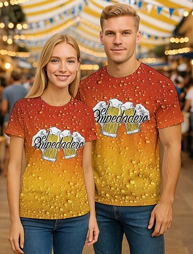  Oktoberfest Bavarois Bière T-shirt Bavarois Munich Graphique Pour Couple Homme Femmes Adulte Oktoberfest Impression 3D Décontracté Quotidien