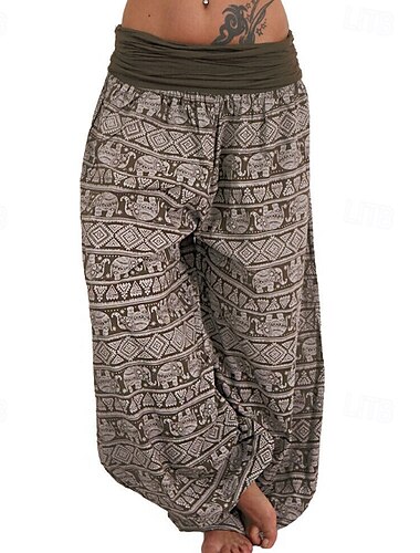  Damen Weites Bein Stoffhosen Hosen Hose Mode Boho Volle Länge Natürliche Taille Blumen Druck Bequem Außenbereich Outdoor Urlaub Ferien Magenta Schwarz Weiß Armeegrün Sommer Normale Passform