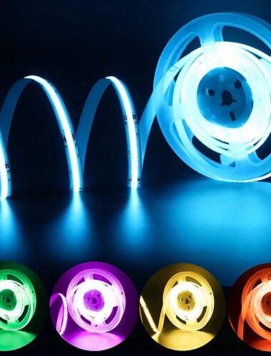  Tira de luces LED COB de 24 V, 20 m (2 rollos de 10 m), kit recortable, 11 W/m, 320 LED/m, CRI 93, con fuente de alimentación para dormitorio, cocina, salón, techo.