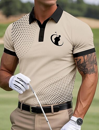  Herren Golf Sport-Poloshirts Kurzarm Polo-Shirts Hemden mit Kragen Sportbekleidung Lässig Geschäft Athleisure Knöpfe Sommer Weiß Blau Braun