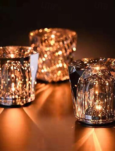  Nachttischlampe aus Kristall, Diamant-Tischleuchte, 3 helle Farben mit einstellbarer Helligkeit, USB-Lade-Nachtlicht, Dekoration, Schlafzimmer-Nachttischlampe