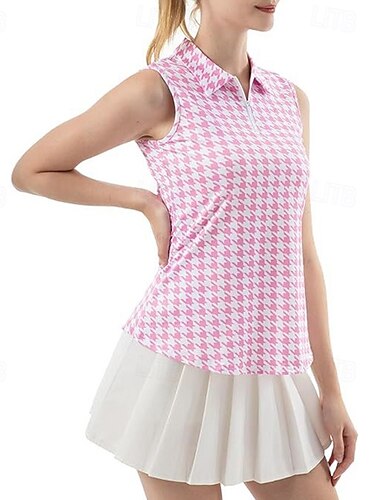  US Open Damen Sporthemd Tennis Shirt Ärmellos Druck UPF50+ Schnelltrocknend Tennis Golfspiel Badminton Reißverschlusskragen Blumenmuster T-Shirt Oberteil Rosa Blau Tennisbekleidung