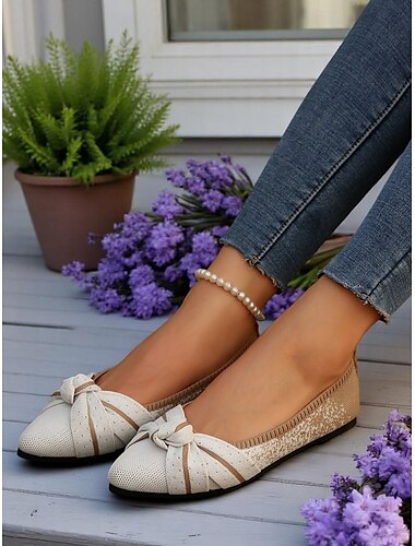  Damen-Slipper mit Flyknit-Knoten – Obermaterial aus weichem Strick mit modischen Streifen und strapazierfähiger Sohle, perfekt für bequeme und lässige Aktivitäten