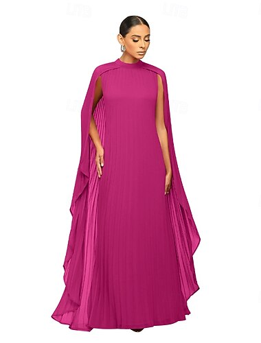  Aラインキンセニエラドレスエレガントドレスフォーマルウェディングフロアレングスロングスリーブハイネックシフォンプリーツ付き