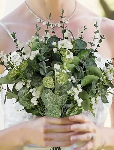  50 mazzi di piante verdi artificiali per decorazioni nuziali, foglie verdi finte realistiche, composizioni floreali rustiche simulate, centrotavola fai da te e decorazioni ad arco