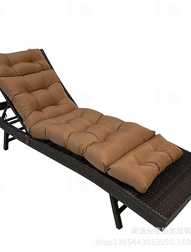  Coussin de chaise longue imperméable pour patio intérieur/extérieur, fauteuil inclinable épais avec 4 attaches, coussin de chaise longue pour chaise de piscine, chaise de balcon