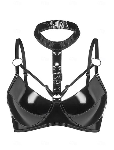  Oberteil Harness-BH Glänzendes Finish Damen Shinny Lederfetisch Nasser Look Kostüm für Nachtclub Pride Parade Pride-Monat Halloween Karneval Erwachsene