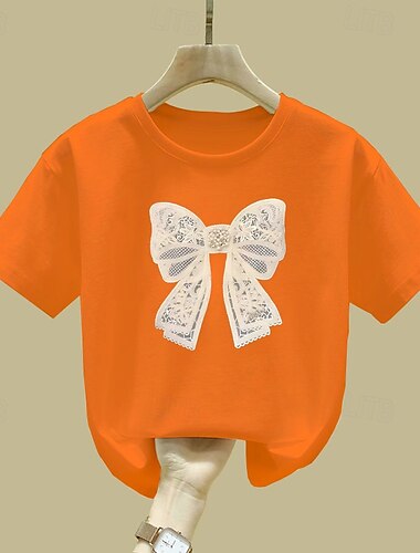  Kinder Mädchen T-Shirt Grafik Outdoor Druck Kurzarm Rundhalsausschnitt Mode Ab 4 Jahren Sommer Schwarz Weiß Gelb