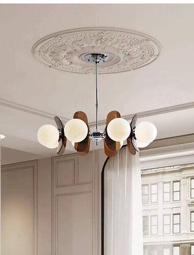  LED-pendellampe 3/6/8-lys moderne E14-lysekrone stor hvit globeformet Sputnik vintage messing innfelt taklampe kjøkkenøy pendellampe frostet glasskule pendellampe 110–240 V