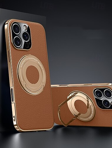  τηλέφωνο tok Για iPhone 16 15 14 Pro Max 13 Pro Max Πίσω Κάλυμμα Θήκη μαγνητικής προσρόφησης με βάση στήριξης Υποστήριξη ασύρματης φόρτισης Ανθεκτική σε πτώσεις TPU PC PU δέρμα