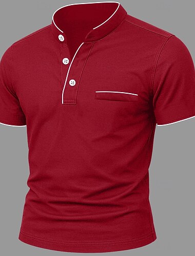  Per uomo Maglia Henley Maglietta Maniche Corte Patchwork Vintage Moda Designer Blocco di colore Tasca Frontale Henley Vacanza Streetwear Casuale Estate Nero Bianco Vino Maglietta Henley