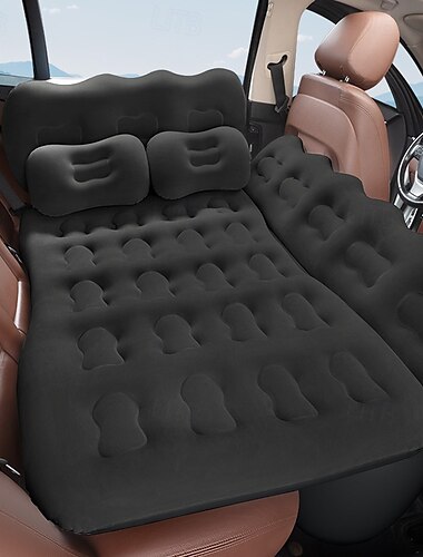  Colchón inflable para coche con bomba, cama de viaje para asiento trasero engrosada para acampar, almohadilla para dormir para asiento trasero