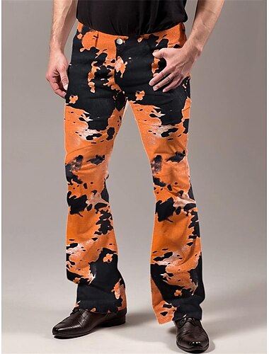  Retro / vintage Anii 1970 Macabru Pantaloni cu fund clopot Pantaloni evazați Disc Talie Medie Psihedelic Bărbați Halloween Carnaval Vacanță festival de muzică Festival Adulți Pantaloni