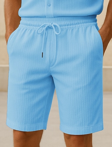  Herren Shorts Sommershorts Freizeitshorts Tasche Kordelzug Elastischer Bund Einfach Komfort Atmungsaktiv Kurz Outdoor Urlaub Sport Lässig Schwarz Wein