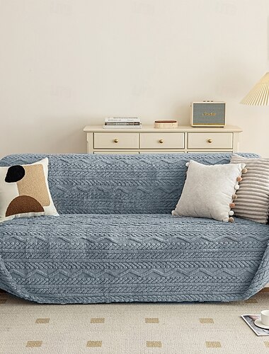  Plüschiger geometrischer Jacquard-Sofabezug, weich &warme, zottelige Decke, Couchbezug, Wohnzimmer, flauschige Überwürfe, Decken, Sofabezüge für Haustiere