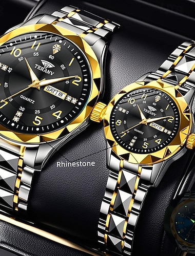  Stylowy zestaw cyfrowych zegarków par – wodoodporny IPX7 fluorescencyjny podwójny wyświetlacz kalendarza (poniedziałek – niedziela) pełny design paska idealny prezent walentynkowy na randki i