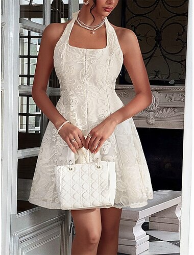  A-Linie Quinceanera-Kleider Elegant Kleid Formell Hochzeit Kurz / Mini Ärmellos Neckholder Spitze Rückenfrei mit Stickerei 2025