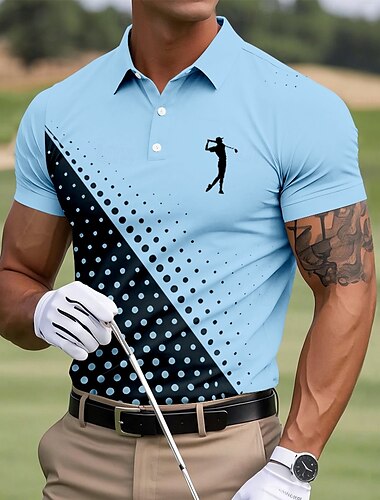  Herren Punkt Golf Sport-Poloshirts Kurzarm Polo-Shirts Hemden mit Kragen Business-Casual Outdoor Athleisure Alltagskleidung 3D-Druck Sommer Weiß Rosa Blau
