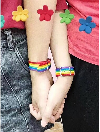  Unisex-Regenbogen-Nylonarmband mit Metallschnalle – verstellbares Pride-Armband für LGBT-Festivals, den Alltag und Paar-Accessoires