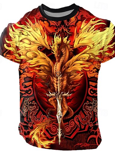  ruth thompson férfi sárkányos póló rövid ujjú póló 3D nyomtatott kerek nyakú ing eltúlzott designer party utcai lezser barna nyári tavaszi minden évszakos ruházat s m l xl xxl xxxl 4xl