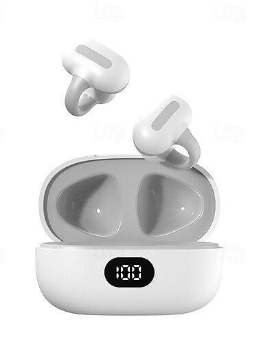  Øreklips Bluetooth 5.0 trådløse ørepropper – åpne øre TWS hodetelefoner med mikrofon ultralett vanntett til sport lav latens spilling iOS/Android kompatibel
