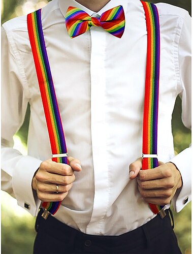  Conjunto de pajarita y tirantes arcoíris: accesorios elásticos ajustables para hombres y mujeres, un vibrante atuendo de orgullo para festivales LGBT, desfiles, fiestas y eventos temáticos.