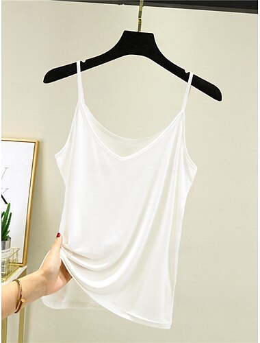  Damen Camisole-Tanktop Einfarbig Täglich Ärmellos Rundhalsausschnitt Normale Oberteile Täglich Rückenfrei Hellblau Eisengrau Denim Blue Matcha grün Schwarz Sommer