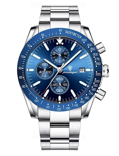  Luxe zakelijk herenhorloge – chronograaf, waterdicht quartz polshorloge met roestvrijstalen band voor formeel en casual gebruik met datumweergave