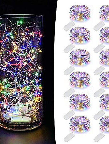  12 Stück 2m-20 Lichterketten LED Sternenlichterketten Valentinstag Hochzeit Antrag Party Restaurant Innenatmosphäre Dekoration Lichterkette Weihnachten Halloween Festival Dekoration