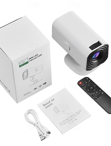  Mini-Smart-Projektor 30000 Lumen, 1080p-Unterstützung, 300-Zoll-Display, 180°-Drehung, manueller Fokus, hoher Kontrast, intelligenter Chip für Gaming