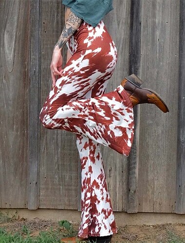  Retro / vintage Boho Anii 1970 Pantaloni cu fund clopot jambiere flare Hippie Disc Talie Înaltă Animal Pentru femei Halloween Carnaval Vacanță festival de muzică Festival Adulți Pantaloni