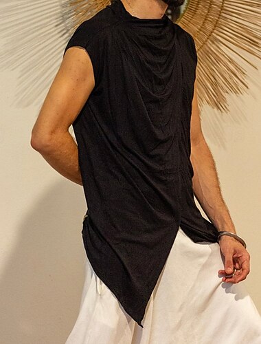  Herren T Shirt T-Shirt Kurzarmshirt Ärmellos Stapelhals Sommer Einfach Mode Designer Basic Falten Urlaub Straße Ausgehen Schwarz Top T-Shirt für Herren