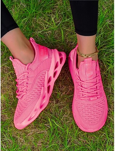  Baskets en tricot légères et respirantes pour femmes avec rayures arc-en-ciel – Chaussures de course décontractées à enfiler pour la marche, les voyages et le quotidien