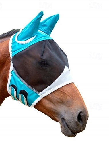  atmungsaktive Pferdemaske - bequeme Mesh-Fliegenmaske mit Ohren - Reitsportbedarf - für Pferde - für den Sommer &Outdoor-Reiten - perfektes Geschenk für Pferdeliebhaber