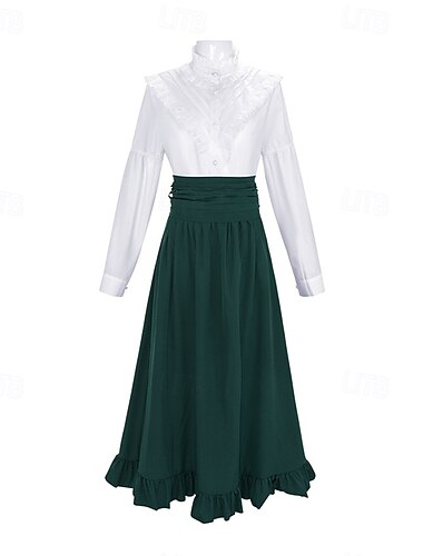  Victorienne Renaissance Longue longueur Jupe Blouse / Chemise Costume de cosplay Normal Col montant Femmes Adulte Chemisier Jupe