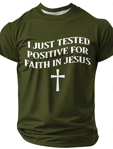  Herren Jesus Glaube T Shirt Kurzarm T-Shirt 3D-Druck Rundhalsausschnitt Hemd Mode Täglich Basic Straße Lässig Täglich Schwarz Rote Blau Sommer Frühling Bekleidung S M L XL XXL XXXL