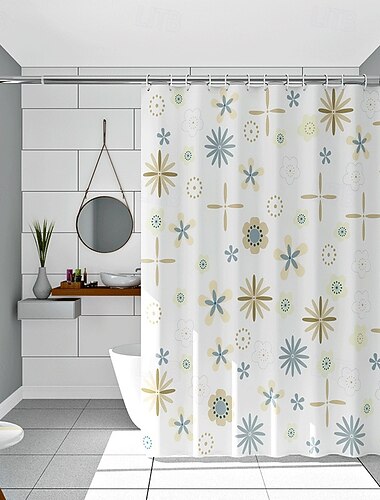  Tenda da Doccia PEVA con Motivo Floreale Stampato Tenda da Bagno Impermeabile Antimuffa Inclusi Ganci 180x180cm 70"x70" 240cm Lunga