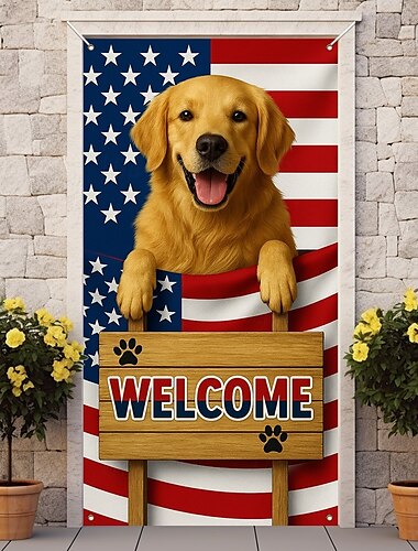  Decoraciones de Puerta para el Día de la Independencia Cubiertas de Puerta Patriótica Americana Águila Tapiz de Puerta Cortina Decorativa de Puerta Fondo para Puerta Interior/Exterior Banner de