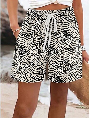  Damen Chinos Shorts Urlaub Vintage Ethno-Stil Kurz Mittlere Taille Blumen Grafik Kordelzug Elastischer Bund Formell Urlaub Straße Rosa Khaki Beige Sommer Frühling Normale Passform