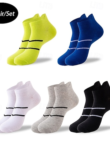  Hombre 5 pares Paquetes múltiples Calcetín Calcetines para correr Calcetines informales Negro Blanco Color Plano Vacaciones Deporte Diario Básico Medio Primavera Otoño Moda Casual