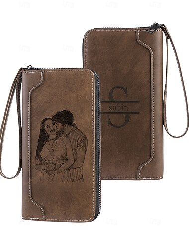  Carteira de couro personalizada com foto gravada, melhor presente para o pai, texto personalizado, dia dos pais, aniversário, aniversário, presente de Natal para ele, carteira de couro personalizada para homens