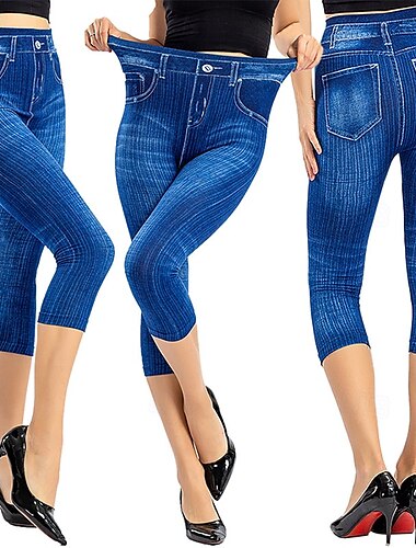  Leggings Capri pour femmes 3D Imprimés Chinos Vintage Streetwear Décontracté Mi-Mollet Taille Haute Imprimé Uni Confortable Doux Confortable Élastique Extérieur Rue Noir Rouge Bleu Gris Été