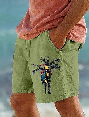  Herre Shorts Sommer shorts Strandshorts Snørelukning Elastisk Talje Trykt mønster Dyr Komfort Åndbart Korte udendørs Ferie I-byen-tøj Ferie Hawaiiansk Hvid Grøn Mikroelastisk