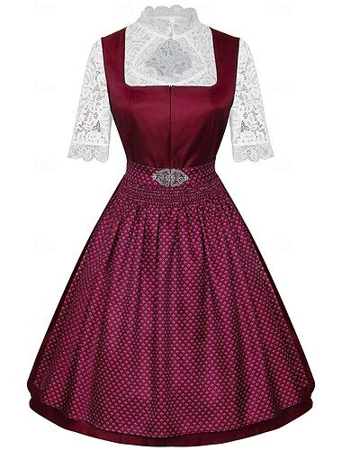  Karneval Oktoberfestbier Kostüm Spitze Kleid Dirndl Dirndlbluse Dienstmädchen Bayerisch Wiesn Damen Party Bier Festival Stoff im traditionellen Stil Hemd Kleid Schürze