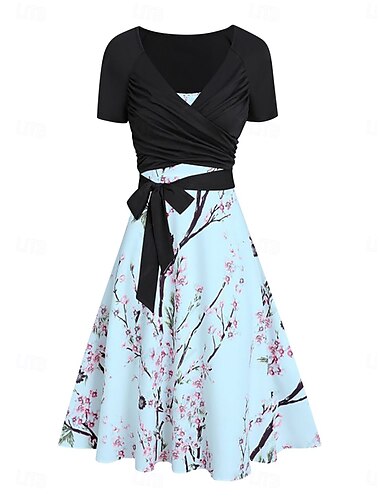 Femmes Robe Ensemble Robe trapèze Robe ajustée et évasée Occasionnel Uni À lacets Imprimé Robe maxi Manche Courte Col ras du cou Extérieur Quotidien Noir Rose Claire Bleu Été Coupe régulière
