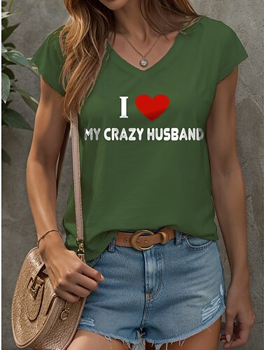  Damen Camisole Tank Top Grafik Buchstabe Vintage Stilvoll Klassisch Ärmellos Kurzarm V-Ausschnitt Normal Oberteile Alltag Urlaub Print Schwarz Weiß Blau Lila Grün Sommer Frühling