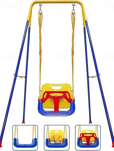  Set di altalene per bambini in età prescolare, altalena per bambini da esterno/interno, altalena e ponte 3 in 1 per bambini in età prescolare con staffa metallica pieghevole, altalena per bambini da