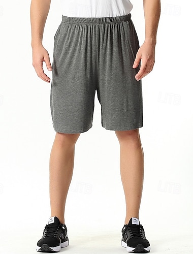  Hombre Ropa de salón Pantalones cortos de pijama Plano Moda Clásico Casual Hogar Diario Cama Algodón Comodidad Transpirable Suave Bermudas Cintura elástica Verano Negro Rosa