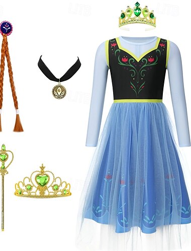  Die Eiskönigin Märchen Prinzessin Anna Blumenmädchenkleid Themenparty-Kostüm Tüllkleider Cosplay Film Cosplay for Mädchen Kinder Karneval Maskerade Party